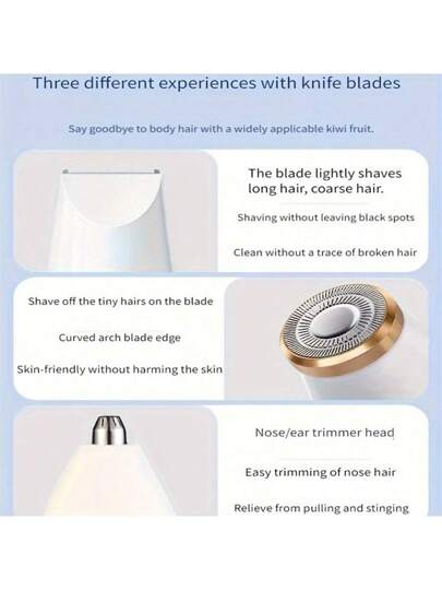 مجموعة إزالة الشعر الكهربائية 3 في 1 للسيدات، جهاز إزالة الشعر المحمول متعدد الوظائف، ماكينة حلاقة غير مؤلمة لإزالة الشعر، ماكينة حلاقة متعددة الرؤوس، ماكينة حلاقة شعر الأنف الجديدة - ماكينة تشذيب الوجه القابلة لإعادة الشحن عبر USB، ماكينة تشذيب شعر...