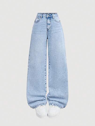 SHEIN Girlism جينز بناتي كاجوال سائب اللياقة للاستخدام اليومي