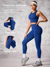 SHEIN Sport Studio طقم نسائي رياضي سترة وبنطلون رياضي مع تفاصيل الخياطة، باللون الأزرق