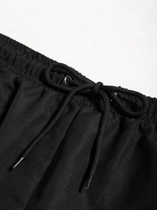 Manfinity KASUA سروال قصير للرجال لون سادة بخصر مشدود للاستخدام السهل على الشاطئ