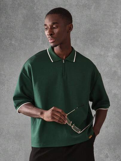 SUMWON كنزة بولو سانتا كروز كاليفورنيا ذات خياطة على الشعار من مجموعة ستوديو سوموت كلاسيكية للأنشطة والحياة اليومية مزينة بالجيب مع ألسنة ملونة ملائمة للارتداء في الشوارع الحضرية