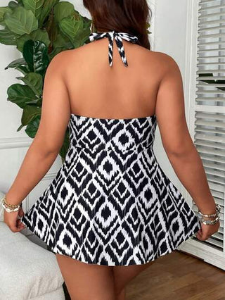 Swim Lushoire مجموعة بكيني سيدات مقاس كبير مكونة من قطعتين، بحمالات رفيعة وطباعة مع خيط سحب، مجموعة بكيني ممتصة للنحافة لموسم الأجازات