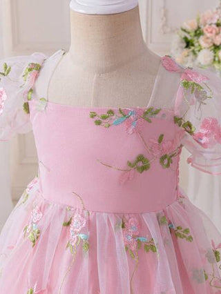 فساتين بيبي Glamorique Kids فستان ميرسر للأطفال بنات الرضع والأطفال من عمر 0-3 سنوات، أنيق أميري زهري شبكي نقي الأكمام، للربيع/الصيف