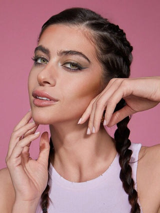 Misslyn مجموعة بودرة تحديد ملمس وفرشاة بروت، بودرة تحديد ومساحيق لتفتيح البشرة، بودرة تفتيح البشرة المطفأة، ملمس ناعم بنسيج بودري مكثف ،مع مرآة ، بودرة تفتيح وجه لتحديد الملامح ، دائمة،خفيفة، ناعمة، سهلة الدمج