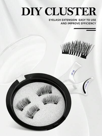 زوجان من رموش مغناطيسية طبيعية يدوية الصنع قابلة لإعادة الاستخدام بدون غراء، مجموعة رموش مغناطيسية كاملة لحفلات الزفاف والحفلات والمواعيد