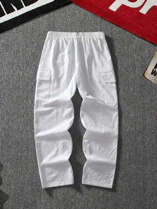 بنطلون كاجوال بجيوب للرجال بخصر مخصر بسحاب