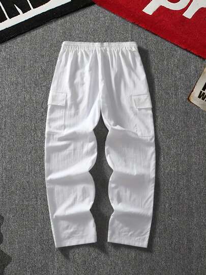 بنطلون كاجوال بجيوب للرجال بخصر مخصر بسحاب