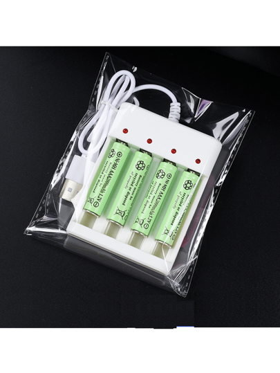 بطاريات قابلة للشحن سعة 2000 مللي أمبير في الساعة AAA و AA بجهد 1.2 فولت مع شاحن USB مخصص وحماية من الدائرة القصيرة (الشاحن مناسب فقط لشحن هذه البطارية)