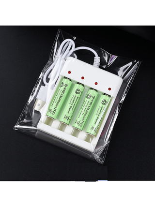 بطاريات قابلة للشحن سعة 2000 مللي أمبير في الساعة AAA و AA بجهد 1.2 فولت مع شاحن USB مخصص وحماية من الدائرة القصيرة (الشاحن مناسب فقط لشحن هذه البطارية)