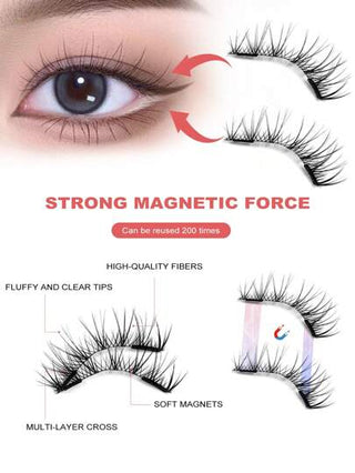MAGEFY 3 أزواج رموش مغناطيسية متقوسة CC ذات مظهر طبيعي، قابلة لإعادة الاستخدام مع أداة تطبيق، بدون حاجة لصمغ، طقم رموش مغناطيسية سهلة الارتداء والإزالة، ذات مظهر طبيعي، أربطة رموش تفتيلية 3D طبيعية، ريشية ناعمة ولينة، رموش مستعارة طبيعية، رموش...