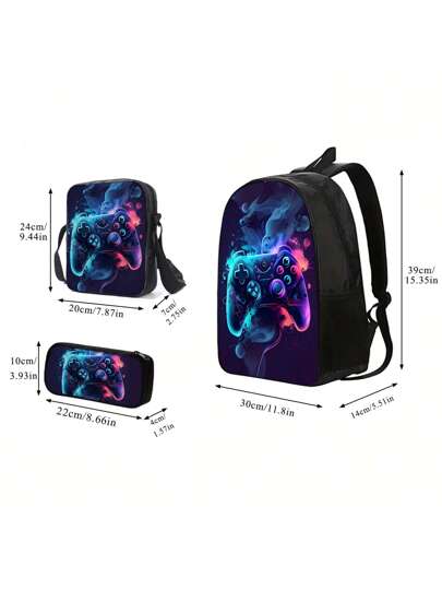 3 حقائب ظهر للمدرسة للأولاد والبنات، حقائب ظهر المزودة بميزات ألعاب كرة القدم للمراهقين والطلاب الابتدائية والمتوسطة والثانوية، سعة كبيرة 16 بوصة، حقائب مدرسية مع حقائب كتف وأقلام