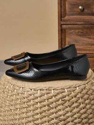 أحذية نسائية مسطحة على الطراز الفرنسي القديم مع إبزيم مربع، أحذية مسطحة ذات نعل ناعم مريحة للعمل بأصبع قدم مدبب باللون الأخضر، أحذية مسطحة أنيقة من الجلد الناعم سهلة الارتداء