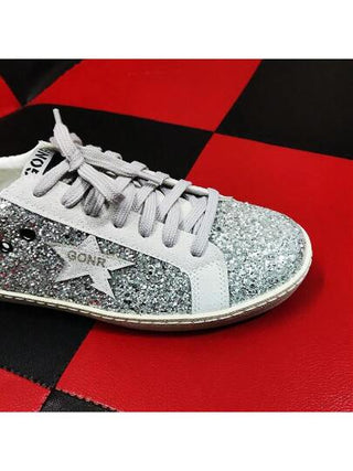 GONR حذاء رياضي GONR مزين بنجوم لامعة وترتر، أحذية كاجوال عتيقة، مقاس كبير (يباع مقاس نصف مقاس أكبر)، زيادة ارتفاع 2 سم، نعل داخلي قابل للتنفس، خفيف الوزن، جنسي