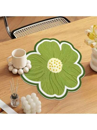 بسكويت فرش طاولة غير متماثل الزهور, عازل للحرارة، من جلد PVC مقاوم للماء والزيت، قابل للغسيل، مناسب لأدوات المائدة