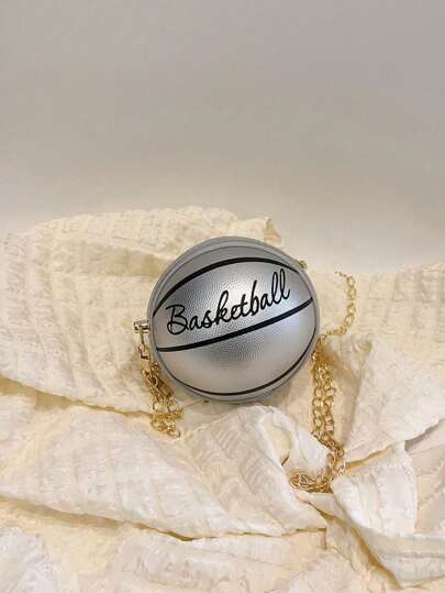 1 حقيبة كتف صغيرة للأولاد والبنات ، حقيبة كرة السلة بتصميم رائع بحروف ، حقيبة متعددة الاستخدامات للسفر بسلسلة متقاطعة ، حقيبة كرة سلة للأولاد والبنات ذات طابع أنيق وجذاب ، حقيبة كتف وحقيبة صغيرة مستديرة من مادة البولي يوريثان بتصميم كرة السلة، حزام كتف بس