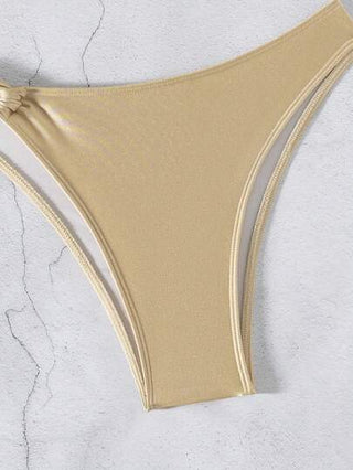 Swim Chiccia مجموعة مكونة من 2 قطعة للمرأة للربيع، تتكون من توب أحادي الكتف بلون أحادي وبناطيل بيكيني ذات خصر مربوط, أنيقة بطراز منتجع راقي، طراز بوهيمي لحفلات الصيف على الشاطئ