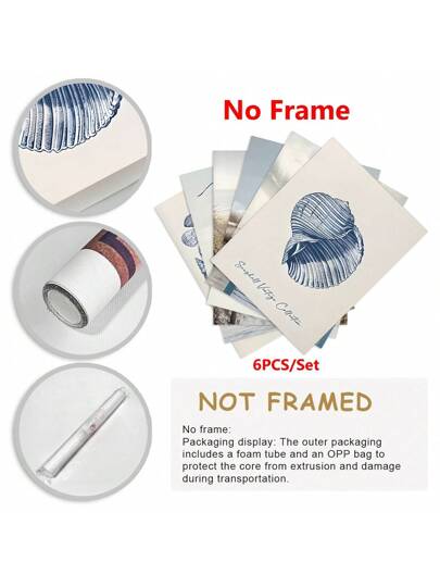 مجموعة 6 قطع من لوحات جدارية ذات طابع ساحلي - تصميم منارة مع صدفيات زرقاء، صور كانفاس غير مؤطرة لغرفة النوم والصالات والديكور الريفي - هدية مثالية لجمالية المنزل والشاطئ والخريف، مجموعة ملصقات هدايا عيد الميلاد والتخرج