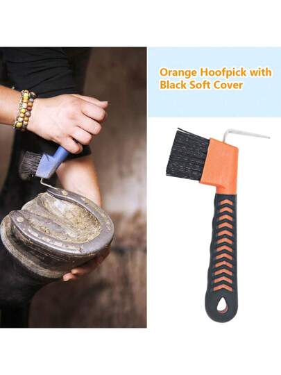طقم أدوات تنظيف و عناية بحوافر الحيوانات: (خطاف حافر، جهاز تنظيف الحافر، فرشاة تنظيف الحافر)