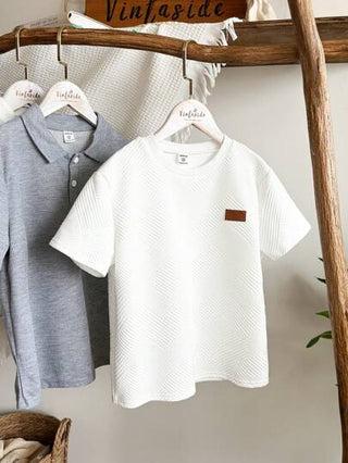 Vintaside Kids تي شيرت أطفال أكبر سنًا أبيض قصير الأكمام كم للربيع والصيف، بياقة مستديرة، مريح وعصري، مناسب للتخييم والأنشطة الخارجية، مناسب للأحزاب والارتداء الصيفي