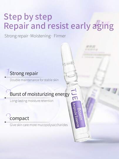 TJE مجموعة 28 حبة*1.5مل، جوهر أمبولة تي جي إي بوسون، بمكونات طبيعية لشد البشرة وترطيبها ومنع الشيخوخة والتجاعيد