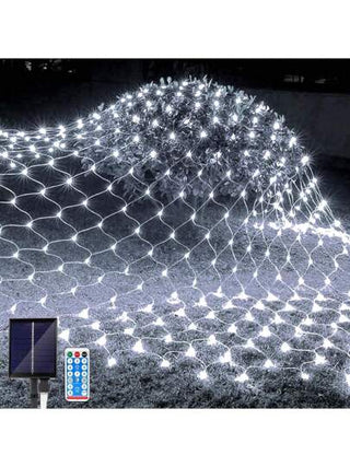 قطعة واحدة من أضواء الشبكة بالطاقة الشمسية LED، 96 مصباح LED، بمقاس 1.5*1.5م. يعمل بالطاقة الشمسية للاستخدام الداخلي والخارجي - مناسب لإضاءة عيد الميلاد على الأشجار الصغيرة والحدائق والستائر وديكورات العطلات