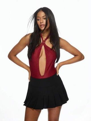 مايوه حريمي قطعة واحدة MISSGUIDED بكيني قطعة واحدة بتصميم شريحة العنق المتلألئ مع تفاصيل فتحة المفتاح وياقة عميقة مناسب للاستخدام في الحفلات والشاطئ والعطلات الصيفية والاستحمام