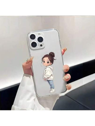 غطاء هاتف محمول بطبعة بسيطة شفاف ناعم أنيق متوافق مع هواتف أبل، غطاء هاتف محمول كامل الحماية