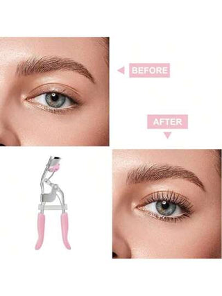 واقي الرموش من الستانلس ستيل الوردي القطعة الواحدة ذو وسادة سيليكونية لتجعيد وتنعيم الرموش دون إيذاء مع مشط، يمنح المظهر الكبير والمثير للعيون، مناسب لرموش النساء