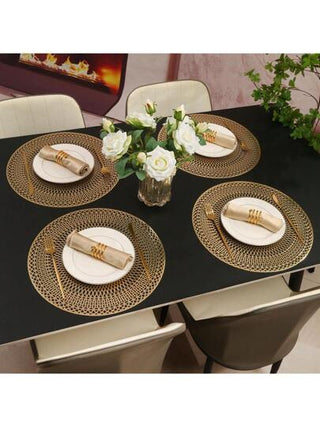 1/4/6 قطع موضوعات مائدة دائرية من البي في سي مطلية بالذهب ذات تصميم هندسي عاكسة للحرارة، ديكور عطلة، أدوات مائدة المطاعم، لوازم المطبخ المنزلي