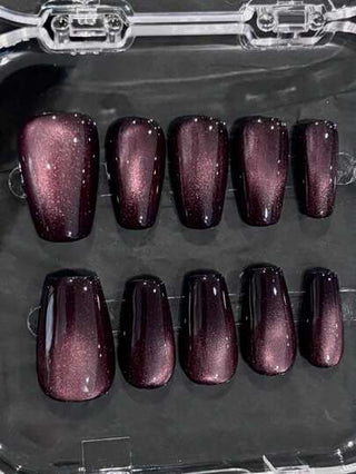 10 قطع أظافر صناعية بتأثير عين القطة البنفسجية ذات المظهر الهولوغرافي ، عالية الجودة وشاملة ، ذات مظهر طبيعي ، صنعت يدويًا وقابلة لإعادة الاستخدام