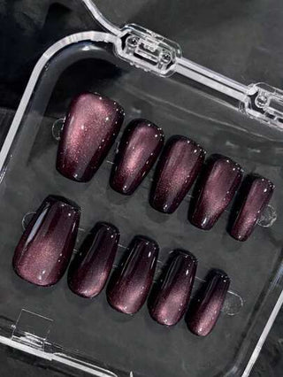 10 قطع أظافر صناعية بتأثير عين القطة البنفسجية ذات المظهر الهولوغرافي ، عالية الجودة وشاملة ، ذات مظهر طبيعي ، صنعت يدويًا وقابلة لإعادة الاستخدام