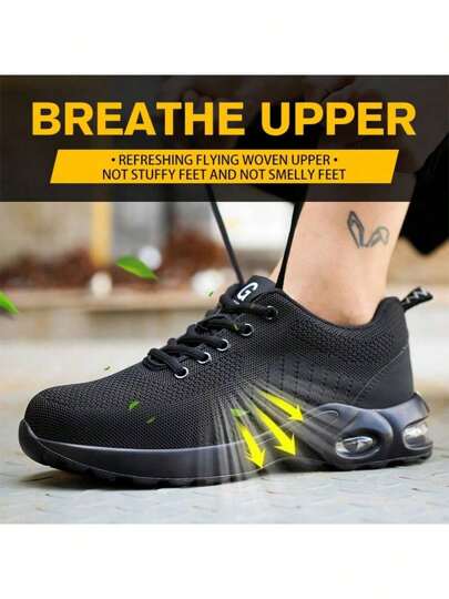 أحذية أمان مبطنة بالهواء للصيف، أحذية رياضية آمنة وقابلة للتنفس للرجال والنساء، أحذية بأصبع معدني للحماية، مضادة للثقب والاصطدام، أحذية حماية عمل متناسقة للجنسين