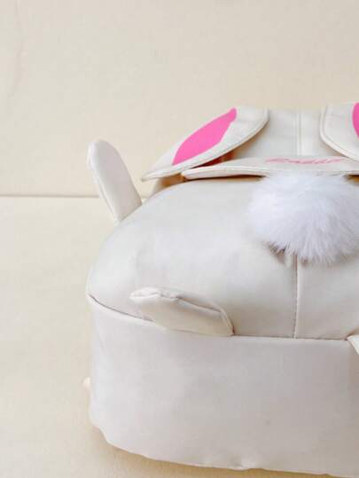 قطعة واحدة حقيبة ظهر صغيرة بإغلاق سحاب ذات نمط أرنب كرتوني لطيف للفتيات للاستخدام الخارجي