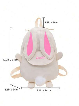 قطعة واحدة حقيبة ظهر صغيرة بإغلاق سحاب ذات نمط أرنب كرتوني لطيف للفتيات للاستخدام الخارجي