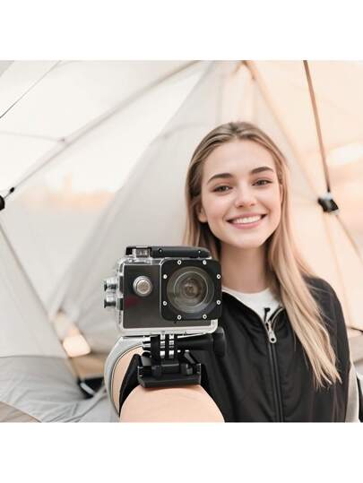 كاميرا مقاومة للماء مع الملحقات للسباحة والتزحلق على الأمواج والغطس، حاصلة على شهادة IPX8 والبطارية تدوم 30 دقيقة تسجيل، بدون بطاقة TF