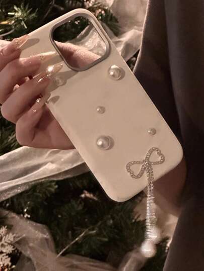 قضية هاتف سيليكون ناعمة تتميز بوشاح الجليتر تزي-ّنه الأقراط السيوارفسكي والخرزة الآسرة مناسبة لهواتف iPhone 16 15 14 13 12 برو ماكس 11 مقاومة للصدمات