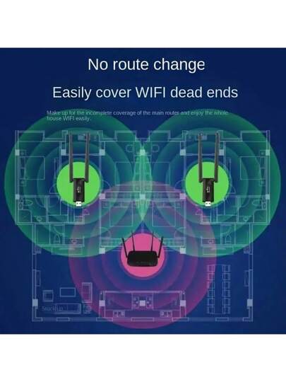 جهاز إرسال إشارة واي فاي لاسلكي محمول مكرر مع تغطية كاملة 360°، سرعة 300 ميجابت في الثانية بتردد 2.4 جيجاهرتز، موسع اتصال واي فاي، للكمبيوتر والمكتب والأماكن الداخلية والخارجية (لا يدعم واي فاي 5 جيجاهرتز)