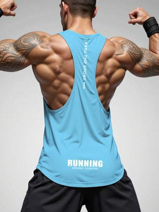 Manfinity Fitness ملابس علوية رياضي أكمام عارية بطبعة حرفية مناسب للياقة البدنية والارتداء اليومي للرجال