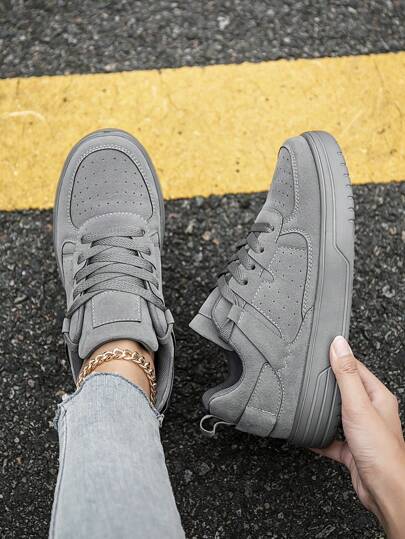 (صغير المقاس) نساء أحذية كاجوال مريحة مسطحة باللون الكاكي قماشية بسيطة، أحذية ربط تزلج شخصية موضة وأعمال