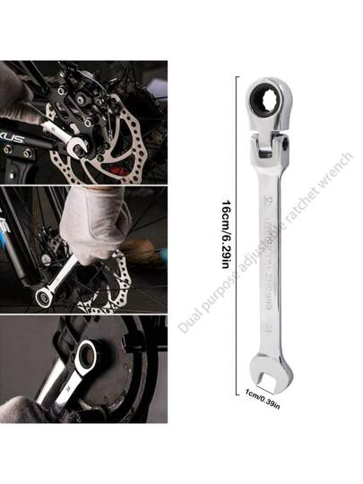 شوكة الربط متعددة الوظائف 10 مم بعزم دوران قابل للضبط ورأس متحرك- من فولاذ الفاناديوم الكروم الفائق، قبضة إرجونومية لصيانة السيارات والدراجات والدراجات النارية والقوارب الشراعية