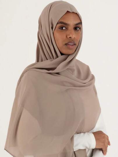 قطعة واحدة أنيقة وكاجوال من الشيفون للمرأة، أحادي اللون، قماش شامل من الموديال الناعم والمريح والمنفذ للهواء، وشاح/عصابة رأس قابلة للاستخدام اليومي