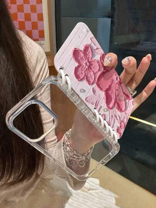 غطاء قلاب مزهر مع تصميم رسم زيتي ملون للزهور، متوافق مع هاتف آيفون 16 برو ماكس، آيفون 15 الطراز الجديد 14 المخصص المبتكر 13 الراقي 15 برو صد الصدمات 16 كرتوني واقي، للبنات