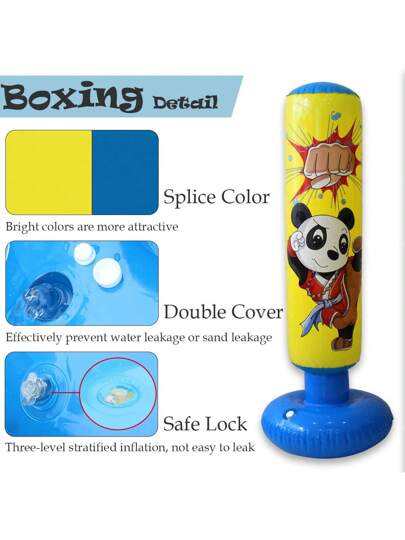 قطعة واحدة، كيس الملاكمة القابل للنفخ المرح طول 120سم، اللون الأصفر ، الهدية المفضلة، المصنوع من مادة PVC القابلة للتحمل، مناسب للياقة البدنية العائلية والألعاب الخارجية والترفيه، التمارين