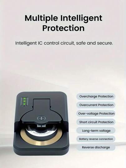 شاحن بطارية نوع زر مشحون عبر USB ، عام ذو حجم صغير ومدمج من نوع الزر، محمول وفعال ، متوافق مع أحجام متعددة ≤ 36 فولت (باستثناء البطارية)