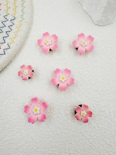 مجموعة من 6 سحور أحذية وردية على شكل زهرة الآس للأحذية الكاجوال والخشبية والصنادل، تصاميم جميلة خيالية مثالية لهدايا وحفلات البنات