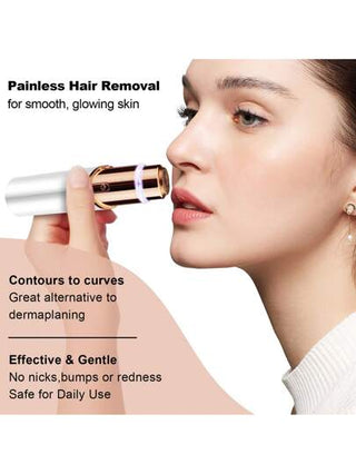 Conduroma جهاز إزالة الشعر الكهربائي للوجه للنساء قابل للشحن،حلاقة كهربائية وشفرة حلاقة للنساء - جهاز إزالة الشعر الكهربائي غير المؤلم للوجه والحواجب والشُعير النعومي والشفاه مع إضاءة