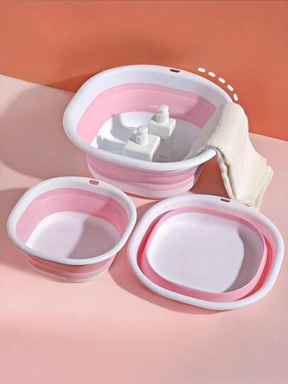 3 قطعة حوض غسيل سيليكون قابل للطي محمول، حوض غسل الخضروات، حوض غسيل القدمين للمدارس الداخلية بالبلاستيك، حوض متعدد الأغراض لديكور حمام المنزل في الصيف