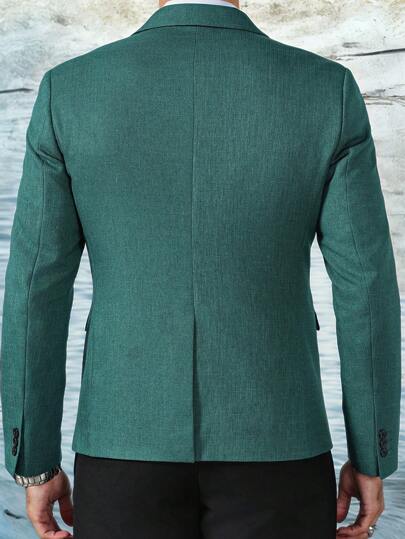 Manfinity Mode بدلة جاكيت رجالية كاجول ذات أزرار أمامية معة أكمام طويلة وياقة عادية