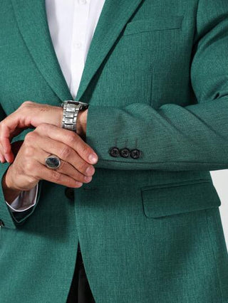 Manfinity Mode بدلة جاكيت رجالية كاجول ذات أزرار أمامية معة أكمام طويلة وياقة عادية