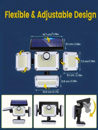 أضواء خارجية تعمل بالطاقة الشمسية، أضواء ممرات شمسية، أضواء حائطية شمسية للفناء الخلفي ، 333 مصباح LED مع جهاز تحكم عن بُعد، قابلة للطي، 3 أوضاع قابلة للتعديل، أضواء استشعار الحركة (100 LED / 333 LED)